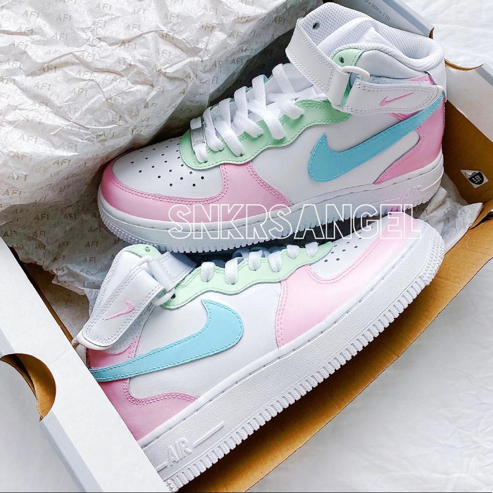 Custom nike air force 1 mid pastel - Picture 3 of 4